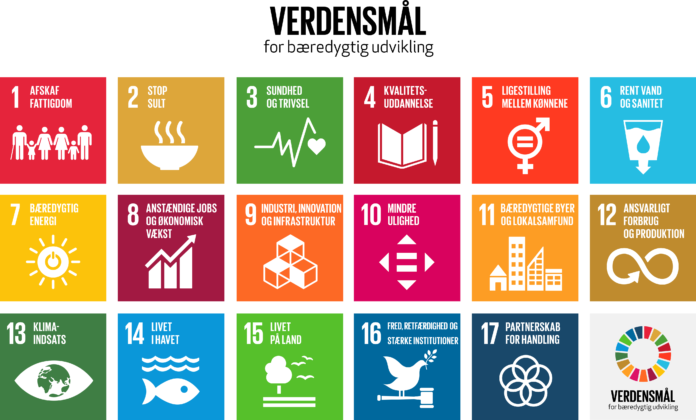 Poster SDG DA med rigtigt mål10 logo med hvid baggrund Verdensmålene for bæredygtig udvikling