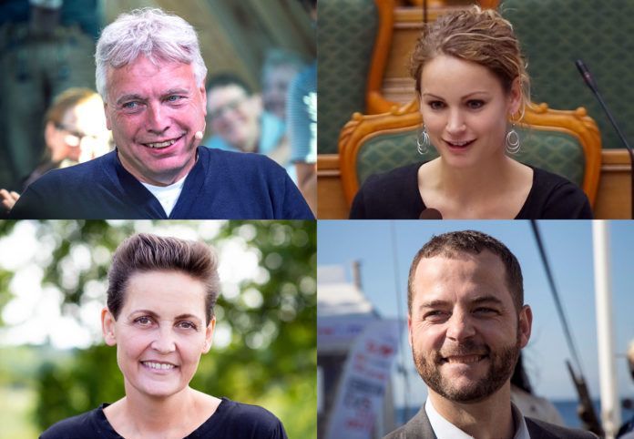 danske-politikere-ALT-EL-DF-RV Uffe Elbæk (Alternativet), Pernille Skipper (Enhedslisten), Pia Olsen Dyhr (SF) og Morten Østergaard (Radikale Venstre). (Foto: News Øresund – Johan Wessman, Mogens Engelund, William Vest-Lillesøe, News Øresund – Johan Wessman)