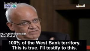 Saeb Erekat: - Israel tilbød mere end "1967-landområdene" (Skærmdump fra PA TV 1. december 2018)
